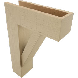 Ekena Millwork - BKTUR0554X16X24TRA05RCPR - Timberthane Faux Wood Traditional Style Bracket w/ Offset Brace, Block Ends, 5 1/2"W x 16"D x 24"H, Primed Tan