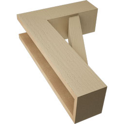 Ekena Millwork - BKTUR0554X16X24TRA05RCPR - Timberthane Faux Wood Traditional Style Bracket w/ Offset Brace, Block Ends, 5 1/2"W x 16"D x 24"H, Primed Tan