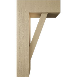 Ekena Millwork - BKTUR0554X16X28TRA05RCPR - Timberthane Faux Wood Traditional Style Bracket w/ Offset Brace, Block Ends, 5 1/2"W x 16"D x 28"H, Primed Tan
