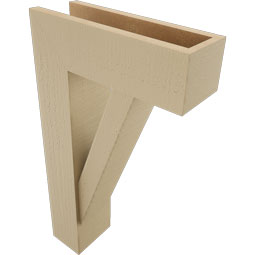 Ekena Millwork - BKTUR0554X16X28TRA05RCPR - Timberthane Faux Wood Traditional Style Bracket w/ Offset Brace, Block Ends, 5 1/2"W x 16"D x 28"H, Primed Tan