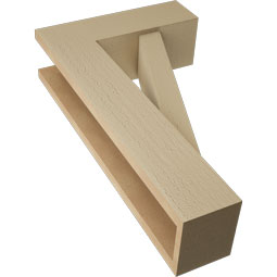 Ekena Millwork - BKTUR0554X16X28TRA05RCPR - Timberthane Faux Wood Traditional Style Bracket w/ Offset Brace, Block Ends, 5 1/2"W x 16"D x 28"H, Primed Tan