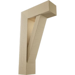 Ekena Millwork - BKTUR0554X16X28TRA05RCPR - Timberthane Faux Wood Traditional Style Bracket w/ Offset Brace, Block Ends, 5 1/2"W x 16"D x 28"H, Primed Tan