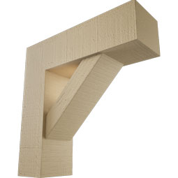 Ekena Millwork - BKTUR0554X18X18TRA05RCPR - Timberthane Faux Wood Traditional Style Bracket w/ Offset Brace, Block Ends, 5 1/2"W x 18"D x 18"H, Primed Tan