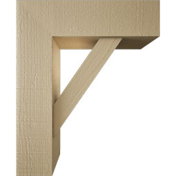 Ekena Millwork - BKTUR0554X18X22TRA05RCPR - Timberthane Faux Wood Traditional Style Bracket w/ Offset Brace, Block Ends, 5 1/2"W x 18"D x 22"H, Primed Tan