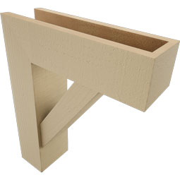 Ekena Millwork - BKTUR0554X18X22TRA05RCPR - Timberthane Faux Wood Traditional Style Bracket w/ Offset Brace, Block Ends, 5 1/2"W x 18"D x 22"H, Primed Tan