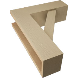 Ekena Millwork - BKTUR0554X18X22TRA05RCPR - Timberthane Faux Wood Traditional Style Bracket w/ Offset Brace, Block Ends, 5 1/2"W x 18"D x 22"H, Primed Tan