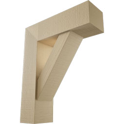 Ekena Millwork - BKTUR0554X18X22TRA05RCPR - Timberthane Faux Wood Traditional Style Bracket w/ Offset Brace, Block Ends, 5 1/2"W x 18"D x 22"H, Primed Tan