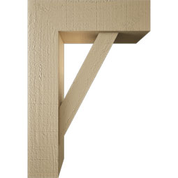 Ekena Millwork - BKTUR0554X18X26TRA05RCPR - Timberthane Faux Wood Traditional Style Bracket w/ Offset Brace, Block Ends, 5 1/2"W x 18"D x 26"H, Primed Tan