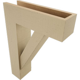 Ekena Millwork - BKTUR0554X18X26TRA05RCPR - Timberthane Faux Wood Traditional Style Bracket w/ Offset Brace, Block Ends, 5 1/2"W x 18"D x 26"H, Primed Tan