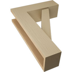 Ekena Millwork - BKTUR0554X18X26TRA05RCPR - Timberthane Faux Wood Traditional Style Bracket w/ Offset Brace, Block Ends, 5 1/2"W x 18"D x 26"H, Primed Tan