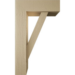 Ekena Millwork - BKTUR0554X18X30TRA05RCPR - Timberthane Faux Wood Traditional Style Bracket w/ Offset Brace, Block Ends, 5 1/2"W x 18"D x 30"H, Primed Tan