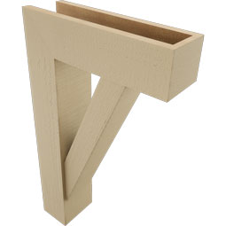 Ekena Millwork - BKTUR0554X18X30TRA05RCPR - Timberthane Faux Wood Traditional Style Bracket w/ Offset Brace, Block Ends, 5 1/2"W x 18"D x 30"H, Primed Tan