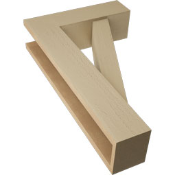 Ekena Millwork - BKTUR0554X18X30TRA05RCPR - Timberthane Faux Wood Traditional Style Bracket w/ Offset Brace, Block Ends, 5 1/2"W x 18"D x 30"H, Primed Tan