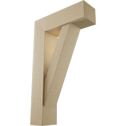 Ekena Millwork - BKTUR0554X18X30TRA05RCPR - Timberthane Faux Wood Traditional Style Bracket w/ Offset Brace, Block Ends, 5 1/2"W x 18"D x 30"H, Primed Tan