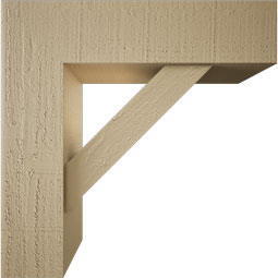 Ekena Millwork - BKTUR0554X20X20TRA05RCPR - Timberthane Faux Wood Traditional Style Bracket w/ Offset Brace, Block Ends, 5 1/2"W x 20"D x 20"H, Primed Tan