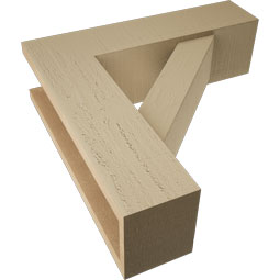Ekena Millwork - BKTUR0554X20X20TRA05RCPR - Timberthane Faux Wood Traditional Style Bracket w/ Offset Brace, Block Ends, 5 1/2"W x 20"D x 20"H, Primed Tan