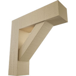 Ekena Millwork - BKTUR0554X20X20TRA05RCPR - Timberthane Faux Wood Traditional Style Bracket w/ Offset Brace, Block Ends, 5 1/2"W x 20"D x 20"H, Primed Tan