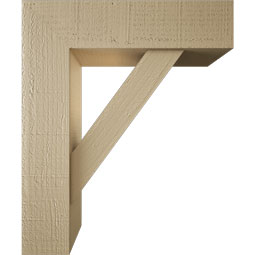 Ekena Millwork - BKTUR0554X20X24TRA05RCPR - Timberthane Faux Wood Traditional Style Bracket w/ Offset Brace, Block Ends, 5 1/2"W x 20"D x 24"H, Primed Tan