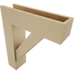 Ekena Millwork - BKTUR0554X20X24TRA05RCPR - Timberthane Faux Wood Traditional Style Bracket w/ Offset Brace, Block Ends, 5 1/2"W x 20"D x 24"H, Primed Tan
