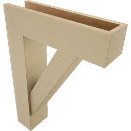 Ekena Millwork - BKTUR0554X20X28TRA05RCPR - Timberthane Faux Wood Traditional Style Bracket w/ Offset Brace, Block Ends, 5 1/2"W x 20"D x 28"H, Primed Tan