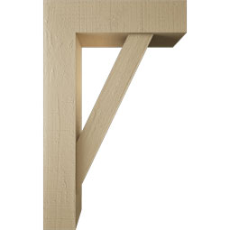 Ekena Millwork - BKTUR0554X20X32TRA05RCPR - Timberthane Faux Wood Traditional Style Bracket w/ Offset Brace, Block Ends, 5 1/2"W x 20"D x 32"H, Primed Tan