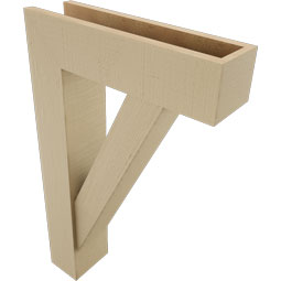 Ekena Millwork - BKTUR0554X20X32TRA05RCPR - Timberthane Faux Wood Traditional Style Bracket w/ Offset Brace, Block Ends, 5 1/2"W x 20"D x 32"H, Primed Tan