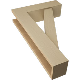 Ekena Millwork - BKTUR0554X20X32TRA05RCPR - Timberthane Faux Wood Traditional Style Bracket w/ Offset Brace, Block Ends, 5 1/2"W x 20"D x 32"H, Primed Tan