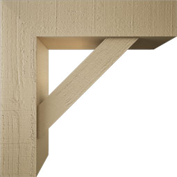 Ekena Millwork - BKTUR0554X22X22TRA05RCPR - Timberthane Faux Wood Traditional Style Bracket w/ Offset Brace, Block Ends, 5 1/2"W x 22"D x 22"H, Primed Tan
