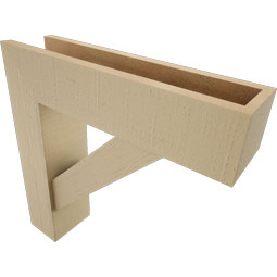 Ekena Millwork - BKTUR0554X22X22TRA05RCPR - Timberthane Faux Wood Traditional Style Bracket w/ Offset Brace, Block Ends, 5 1/2"W x 22"D x 22"H, Primed Tan