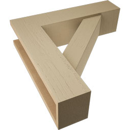 Ekena Millwork - BKTUR0554X22X22TRA05RCPR - Timberthane Faux Wood Traditional Style Bracket w/ Offset Brace, Block Ends, 5 1/2"W x 22"D x 22"H, Primed Tan