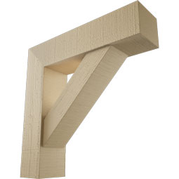 Ekena Millwork - BKTUR0554X22X22TRA05RCPR - Timberthane Faux Wood Traditional Style Bracket w/ Offset Brace, Block Ends, 5 1/2"W x 22"D x 22"H, Primed Tan