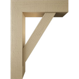 Ekena Millwork - BKTUR0554X22X30TRA05RCPR - Timberthane Faux Wood Traditional Style Bracket w/ Offset Brace, Block Ends, 5 1/2"W x 22"D x 30"H, Primed Tan