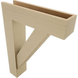 Ekena Millwork - BKTUR0554X22X30TRA05RCPR - Timberthane Faux Wood Traditional Style Bracket w/ Offset Brace, Block Ends, 5 1/2"W x 22"D x 30"H, Primed Tan