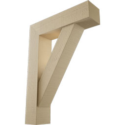 Ekena Millwork - BKTUR0554X22X30TRA05RCPR - Timberthane Faux Wood Traditional Style Bracket w/ Offset Brace, Block Ends, 5 1/2"W x 22"D x 30"H, Primed Tan