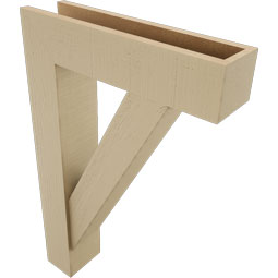 Ekena Millwork - BKTUR0554X22X34TRA05RCPR - Timberthane Faux Wood Traditional Style Bracket w/ Offset Brace, Block Ends, 5 1/2"W x 22"D x 34"H, Primed Tan