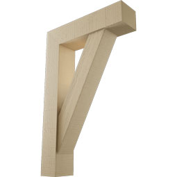 Ekena Millwork - BKTUR0554X22X34TRA05RCPR - Timberthane Faux Wood Traditional Style Bracket w/ Offset Brace, Block Ends, 5 1/2"W x 22"D x 34"H, Primed Tan