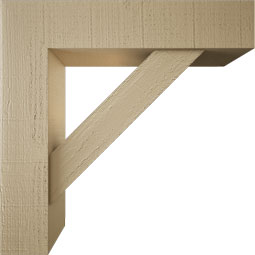 Ekena Millwork - BKTUR0554X24X24TRA05RCPR - Timberthane Faux Wood Traditional Style Bracket w/ Offset Brace, Block Ends, 5 1/2"W x 24"D x 24"H, Primed Tan