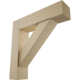 Ekena Millwork - BKTUR0554X24X24TRA05RCPR - Timberthane Faux Wood Traditional Style Bracket w/ Offset Brace, Block Ends, 5 1/2"W x 24"D x 24"H, Primed Tan