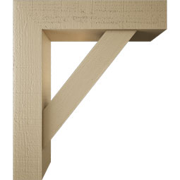 Ekena Millwork - BKTUR0554X24X28TRA05RCPR - Timberthane Faux Wood Traditional Style Bracket w/ Offset Brace, Block Ends, 5 1/2"W x 24"D x 28"H, Primed Tan
