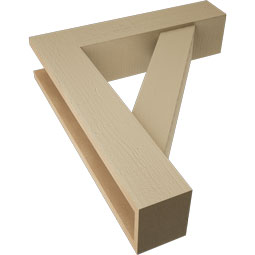 Ekena Millwork - BKTUR0554X24X28TRA05RCPR - Timberthane Faux Wood Traditional Style Bracket w/ Offset Brace, Block Ends, 5 1/2"W x 24"D x 28"H, Primed Tan