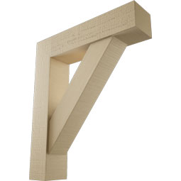 Ekena Millwork - BKTUR0554X24X28TRA05RCPR - Timberthane Faux Wood Traditional Style Bracket w/ Offset Brace, Block Ends, 5 1/2"W x 24"D x 28"H, Primed Tan