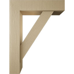 Ekena Millwork - BKTUR0554X24X32TRA05RCPR - Timberthane Faux Wood Traditional Style Bracket w/ Offset Brace, Block Ends, 5 1/2"W x 24"D x 32"H, Primed Tan