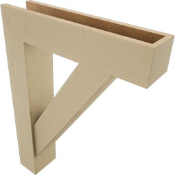 Ekena Millwork - BKTUR0554X24X32TRA05RCPR - Timberthane Faux Wood Traditional Style Bracket w/ Offset Brace, Block Ends, 5 1/2"W x 24"D x 32"H, Primed Tan