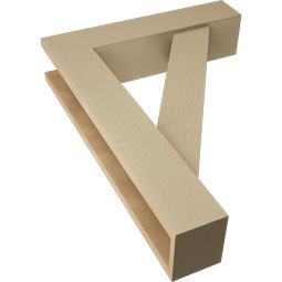 Ekena Millwork - BKTUR0554X24X32TRA05RCPR - Timberthane Faux Wood Traditional Style Bracket w/ Offset Brace, Block Ends, 5 1/2"W x 24"D x 32"H, Primed Tan