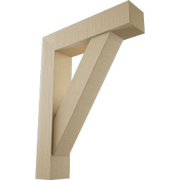 Ekena Millwork - BKTUR0554X24X32TRA05RCPR - Timberthane Faux Wood Traditional Style Bracket w/ Offset Brace, Block Ends, 5 1/2"W x 24"D x 32"H, Primed Tan