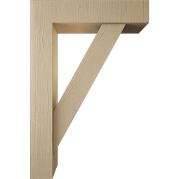 Ekena Millwork - BKTUR0554X24X36TRA05RCPR - Timberthane Faux Wood Traditional Style Bracket w/ Offset Brace, Block Ends, 5 1/2"W x 24"D x 36"H, Primed Tan
