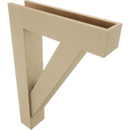 Ekena Millwork - BKTUR0554X24X36TRA05RCPR - Timberthane Faux Wood Traditional Style Bracket w/ Offset Brace, Block Ends, 5 1/2"W x 24"D x 36"H, Primed Tan