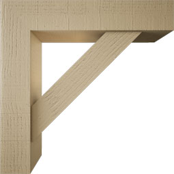 Ekena Millwork - BKTUR0554X26X26TRA05RCPR - Timberthane Faux Wood Traditional Style Bracket w/ Offset Brace, Block Ends, 5 1/2"W x 26"D x 26"H, Primed Tan