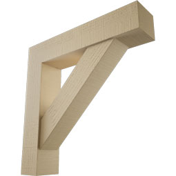 Ekena Millwork - BKTUR0554X26X26TRA05RCPR - Timberthane Faux Wood Traditional Style Bracket w/ Offset Brace, Block Ends, 5 1/2"W x 26"D x 26"H, Primed Tan