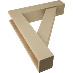 Ekena Millwork - BKTUR0554X26X30TRA05RCPR - Timberthane Faux Wood Traditional Style Bracket w/ Offset Brace, Block Ends, 5 1/2"W x 26"D x 30"H, Primed Tan